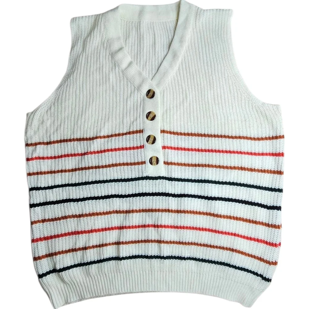 Amazon Women's White Striped Tank Top - Picture 1 of 5